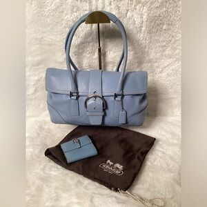 Coach Blue Leather Shoulder Bag